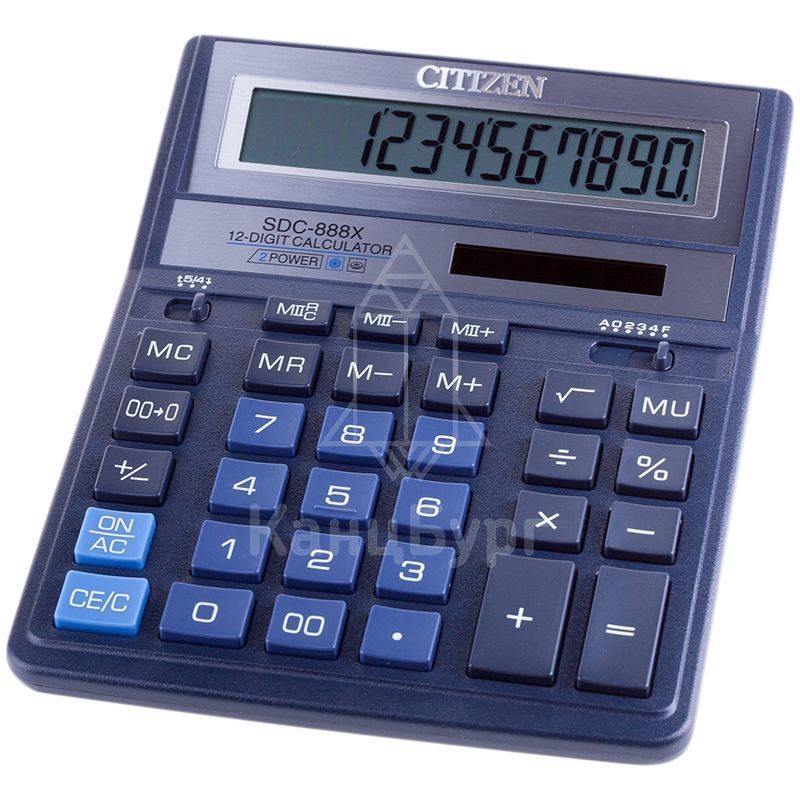 Калькулятор настольный Citizen SDC-888XBL 12 разр.двойное питание 158*203*31mm синий